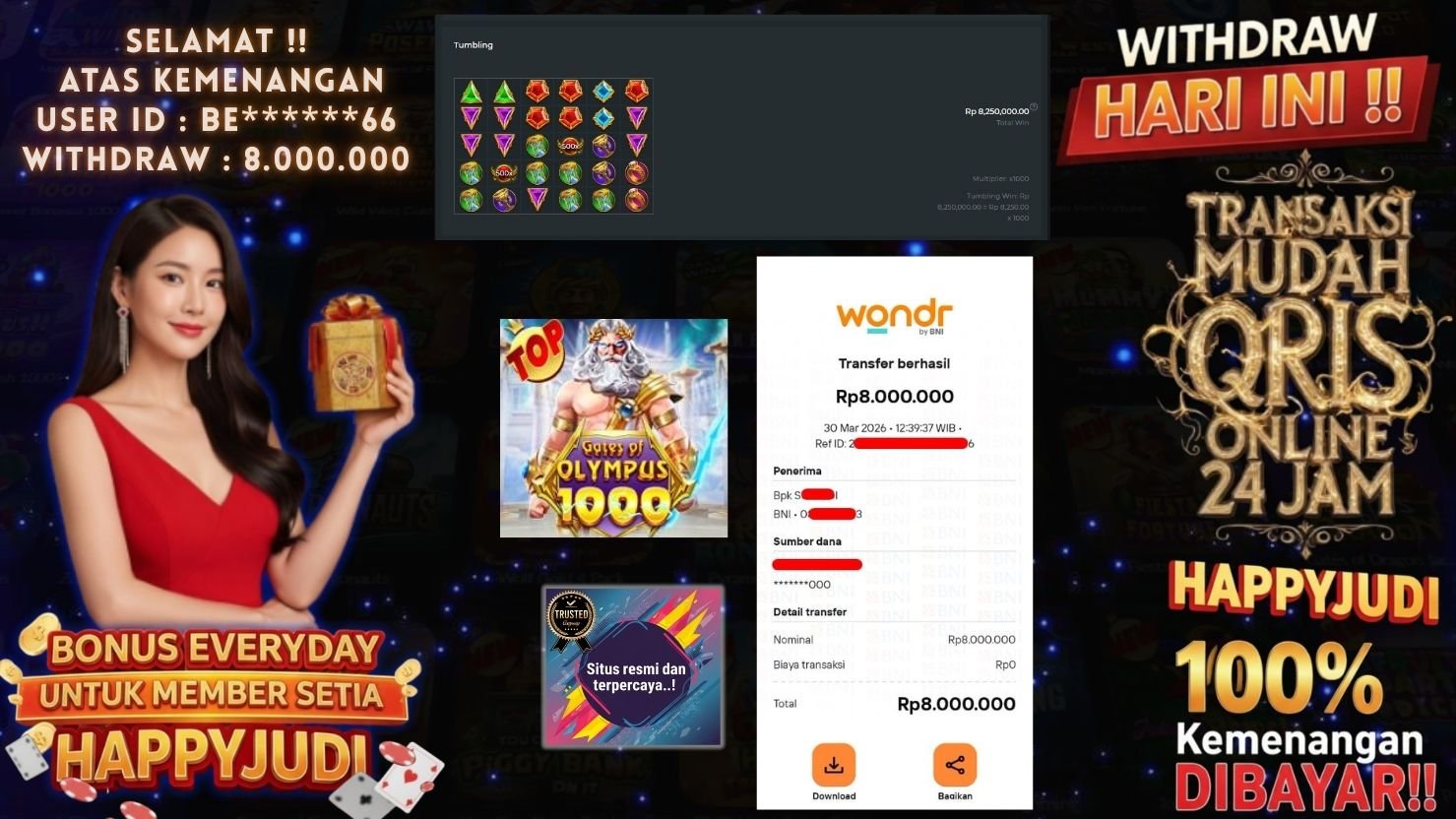 HAPPYJUDI JACKPOT SLOT GATES OF OLYMPUS 1000